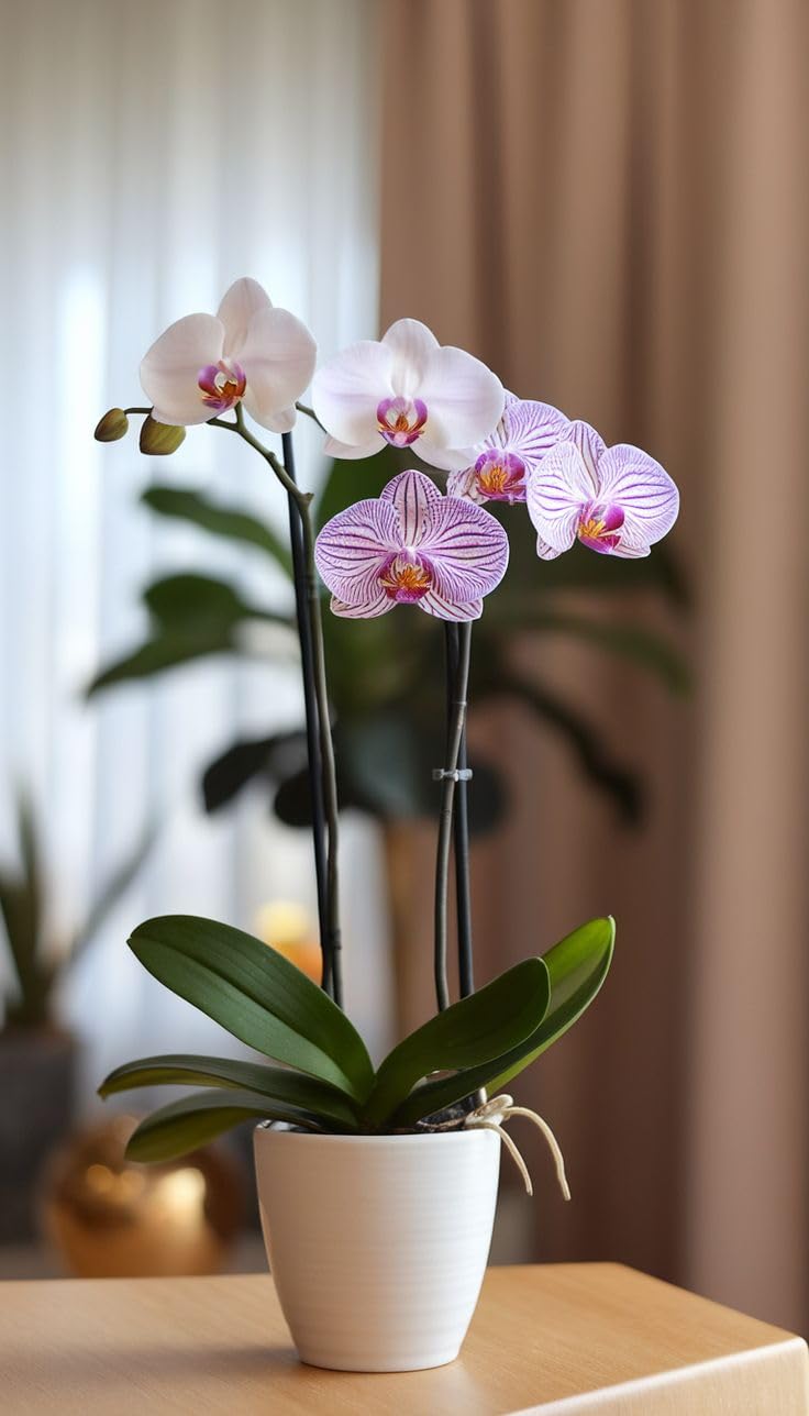 Pack of 4 Orchid Live Plants (Without Pot) | Fresh & Healthy Flowering Plants for Home & Office Décor | Easy to Grow Indoor Plants | Natural Air Purifier