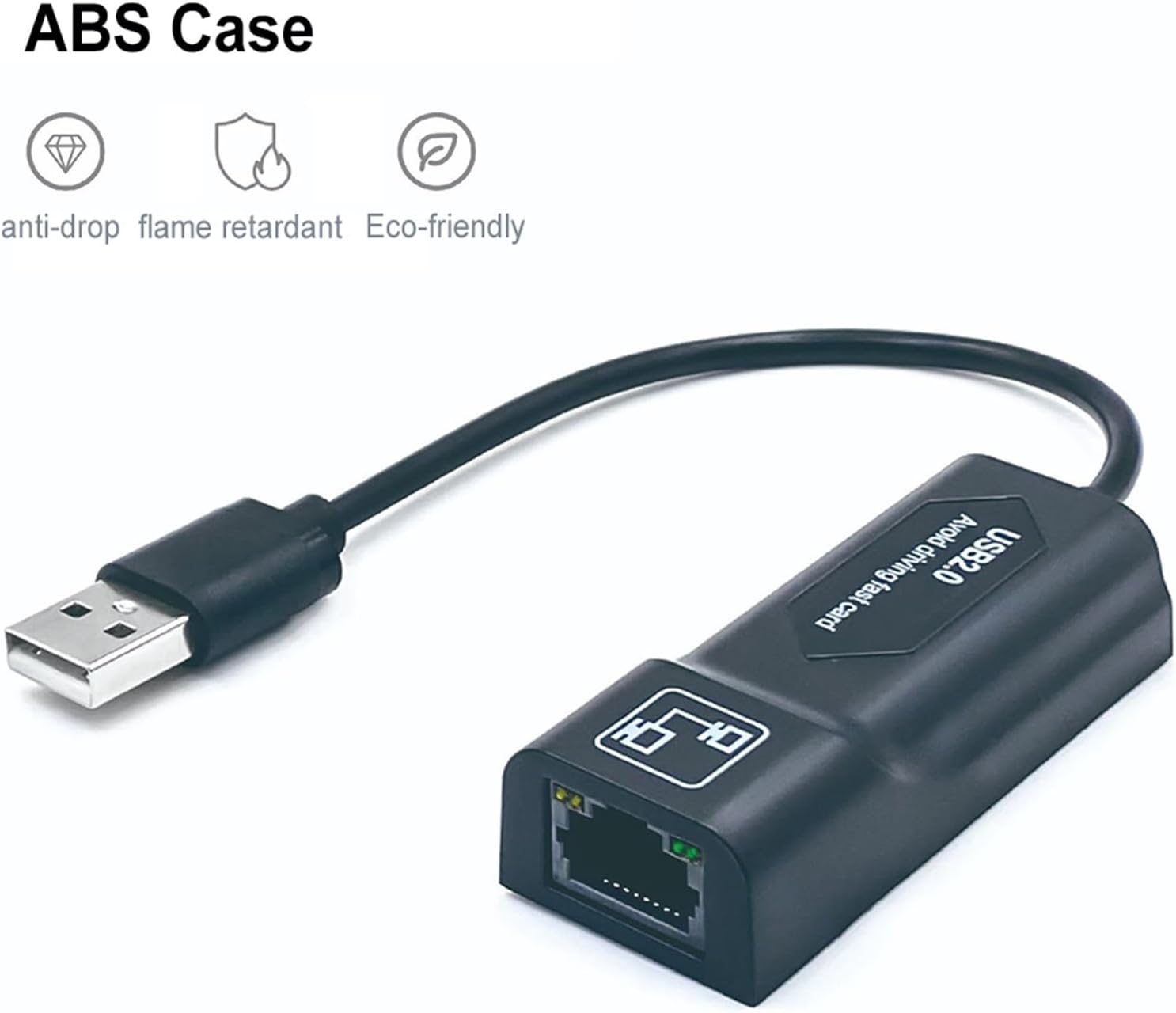 USB2.0 to RJ45 Network Cable OTG Cable Adapter 100Mbps Wired Network Card External Network Card with LED Indicator(Adapter)