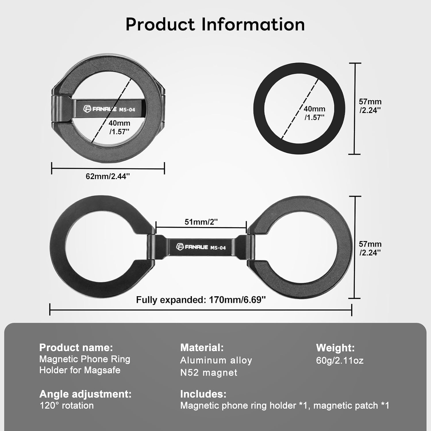 Magnetic Ring Phone Holder for iPhone 16,Double Ring Adjustable Cell Phone Stand,Magnetic Phone Holder 360° Rotation Portable Mount for iPhone 15 14 13 12 Pro Max,Mag/Safe Case,Gym,Golf Cart - Image 7