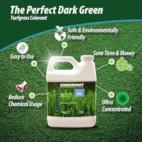 Endurant Green Grass Paint For Lawn And Fairway Treats Dry Or Patchy Lawn – Pet Friendly Eco-Friendly Lawn Spray Paint And Turf Grass Dye (32 Oz, Perennial Rye) #TOP3