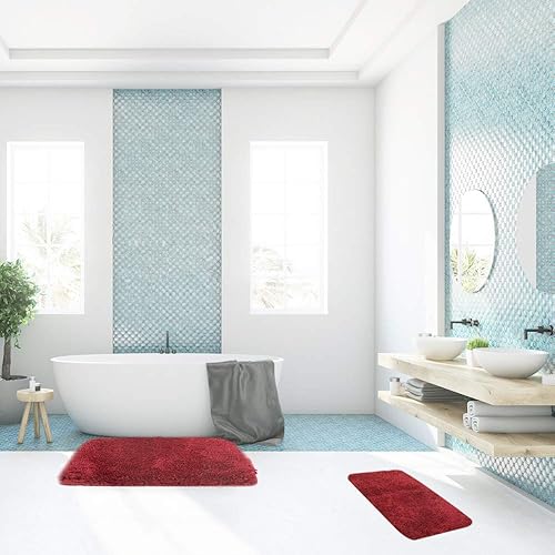 Miniatura 3 de Walensee - Juego de tapete antideslizante para baño, mullido, de suave microfibra, absorbente de agua, lavable a máquina, alfombra de felpa gruesa