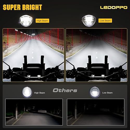 Miniatura 9 de LEDOPPO Luces LED redondas de 7 pulgadas para motocicleta con cubeta de vivienda, DRL, luces de señal de giro ámbar, luz de haz de luz para