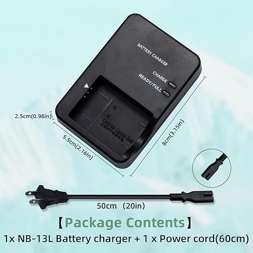 Miniatura 4 de Cargador de batería NB-13L CB-2LH, compatible con Canon PowerShot G1X, G1 X Mark III, G5X, G5X Mark II, G7X, G7X Mark III, G9X, G9X Mark II, SX620,