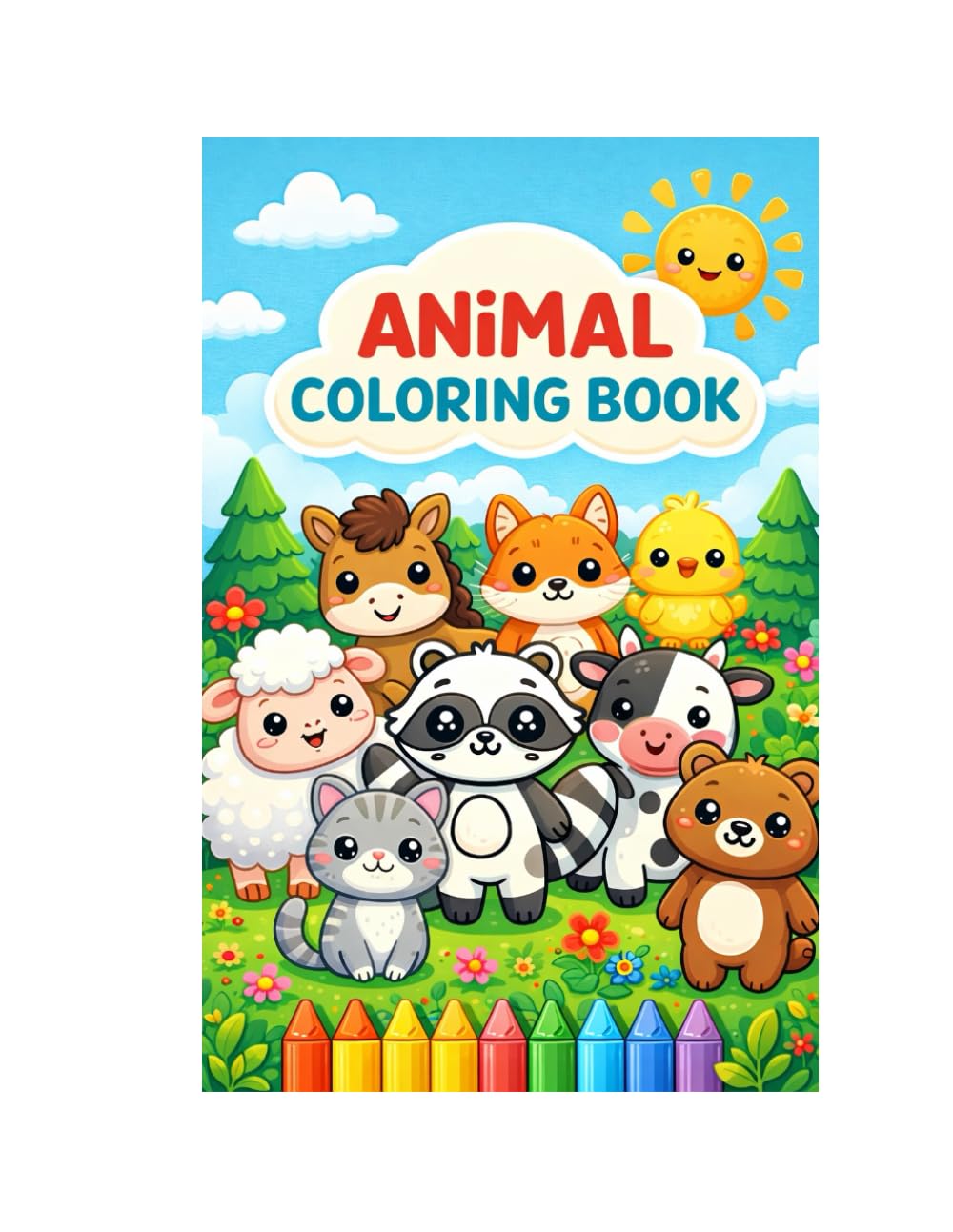 Animal Coloring Book: Cute Forest and Farm Animals