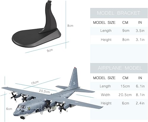 Miniatura 5 de Busyflies Fighter Jet Modelo 1200 AC130u Modelo de avión de combate militar fundido a presión para colección y regalo