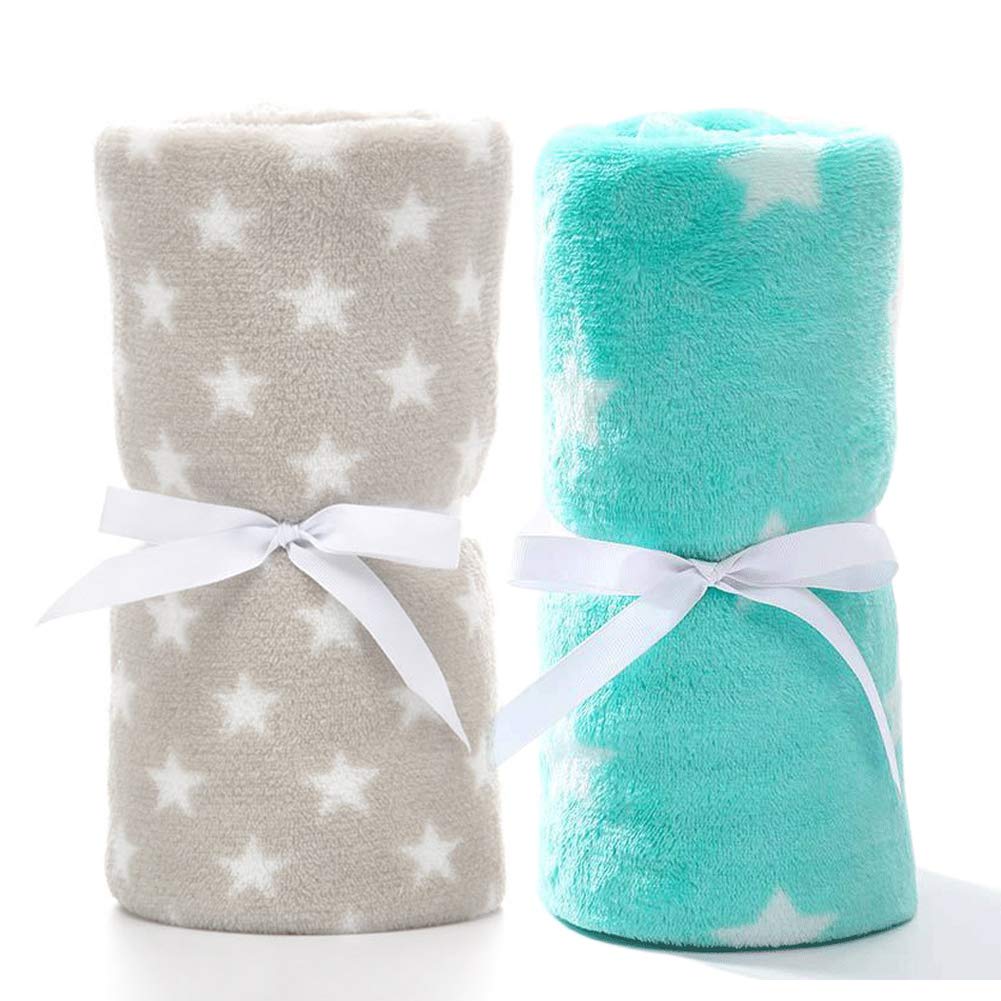 LeerKingBaby Blankets 2 Pack of Coral Fleece Newborn Swaddle 30 x 40 Inches for Girls and Boys Infant Toddler Receiving Blanket