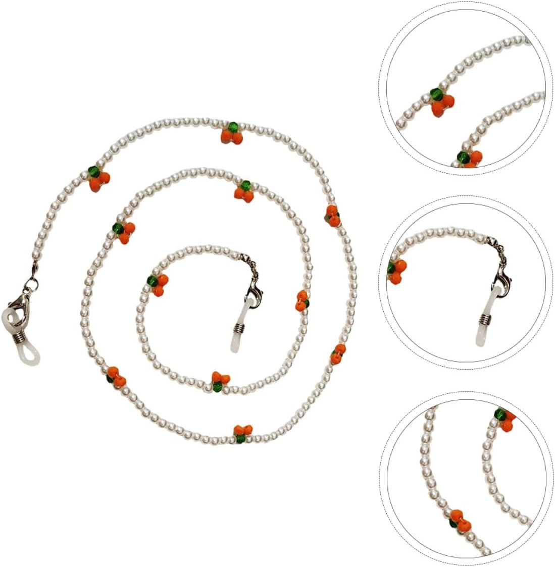 OUNONA Portable Anti Lost Cherry Beaded Eyeglass Chain with Mask Strap for Women, Multifunctional Eyewear Holder for Glasses and Face Mask