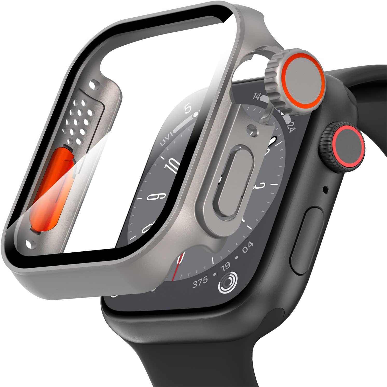 Suoman for Apple Watch 45mm Screen Protector Case, UltraThin Tempered Glass Unique Design Full