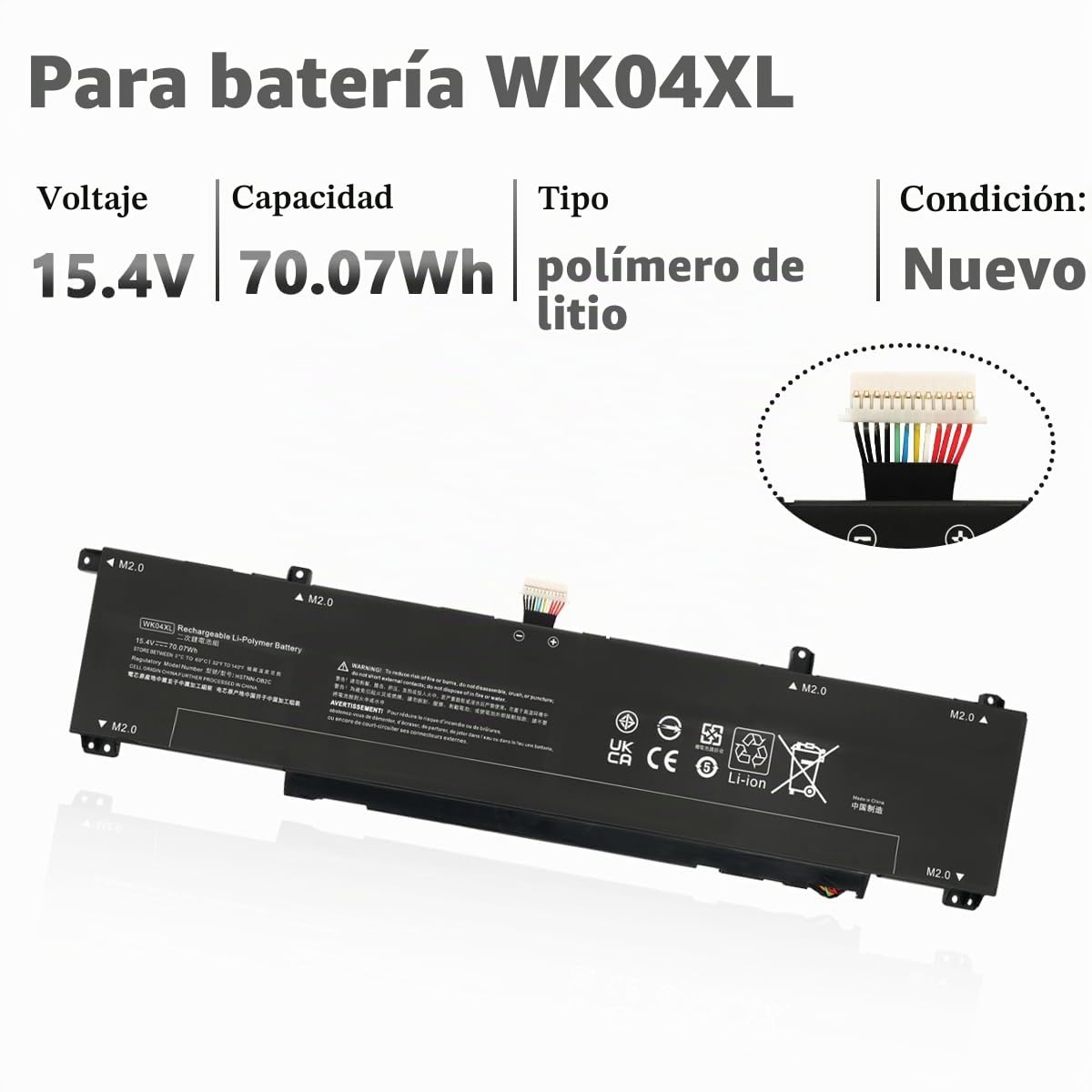 15.4V 70.07Wh WK04XL Laptop Batería para HP OMEN 16-C 16-B Victus 16-D 16-E 15-FA0029TX 16-D0001UR 16-D0002NA 16-D0000NC 16-D0001UR 16-D0002NA 16-D0004NL Series WK04070XL M39179-005 M38822-171