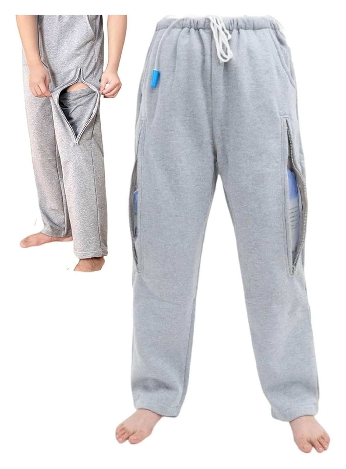 Intimo for sacca for urina, pantaloni for sacca for gamba del catetere, pantaloni porta sacca for urina con doppie tasche con cerniera, sacche for catetere for nefrostomia, cistostomia,L(M)