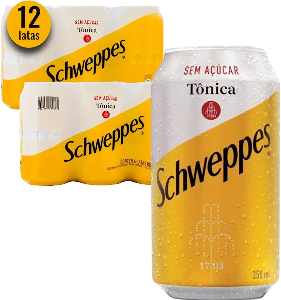 Água Tônica SCHWEPPES Sem Açúcar 350ml (12 Latas)