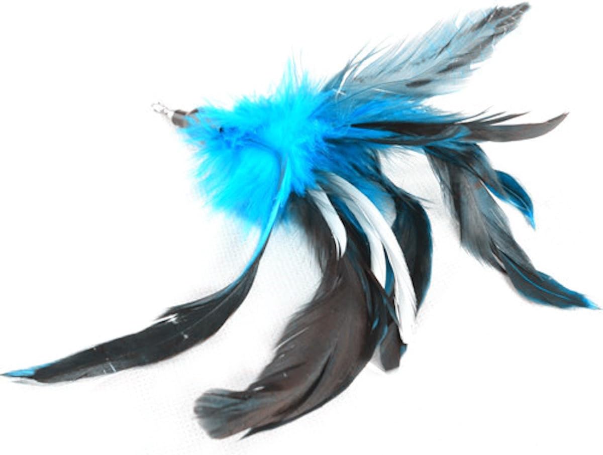 SCOBUTY The Giddy Kitty 5 Pack Cat Feather Interactive Toy with Small Bells and Extra Long Wand with Red Handle - Best Teaser Toys for Exercising Kitten or Cats
