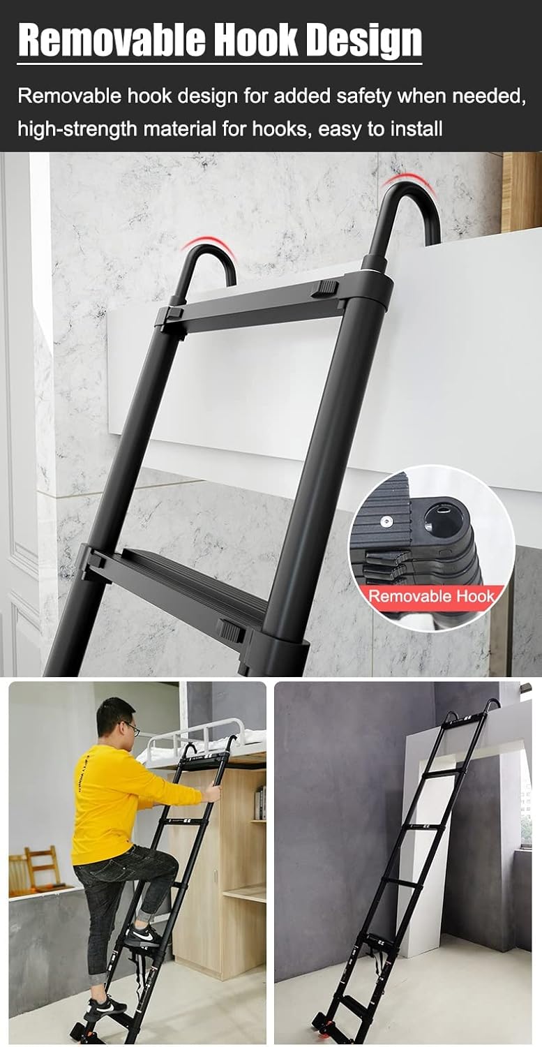 Telescopic Ladder Telescopic Ladders Multi-Purpose Extendable Ladder Telescopic Ladder Telescoping Ladder for 5m/4m/3m/2m Loft Roof Attic Household Use, Aluminum Black Extension Telescopic L