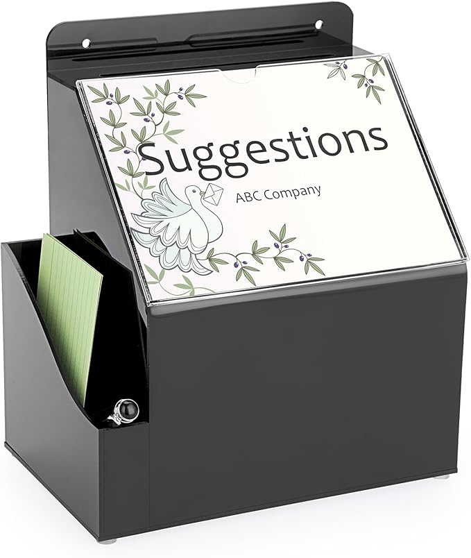 BTSKY Acrylic Suggestion Box With Lock Wall Mounted Acrylic Donation Box with 5"x7