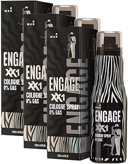 E.ng.age XX1 Cologne Spray for Men, Citrus and Spicy, Skin Friendly, 405ml (135ml, Combo Pack of 3)