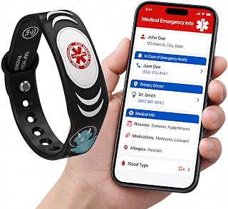 SafeTag Vivélle DinoBand Kids Medical ID Wristband – Emergency Info Bracelet with Instant Parent Notifications, Adjustable Silicone (Midnight Rex)