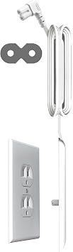 Sleek Socket Ultra-Thin Outlet Concealer with 6-Foot C7 Power Cord for Mounted TVs Standard Outlet