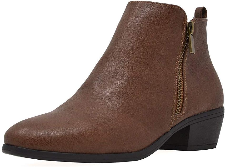 TOETOS Women's Low Stacked Heel Ankle Riding Booties