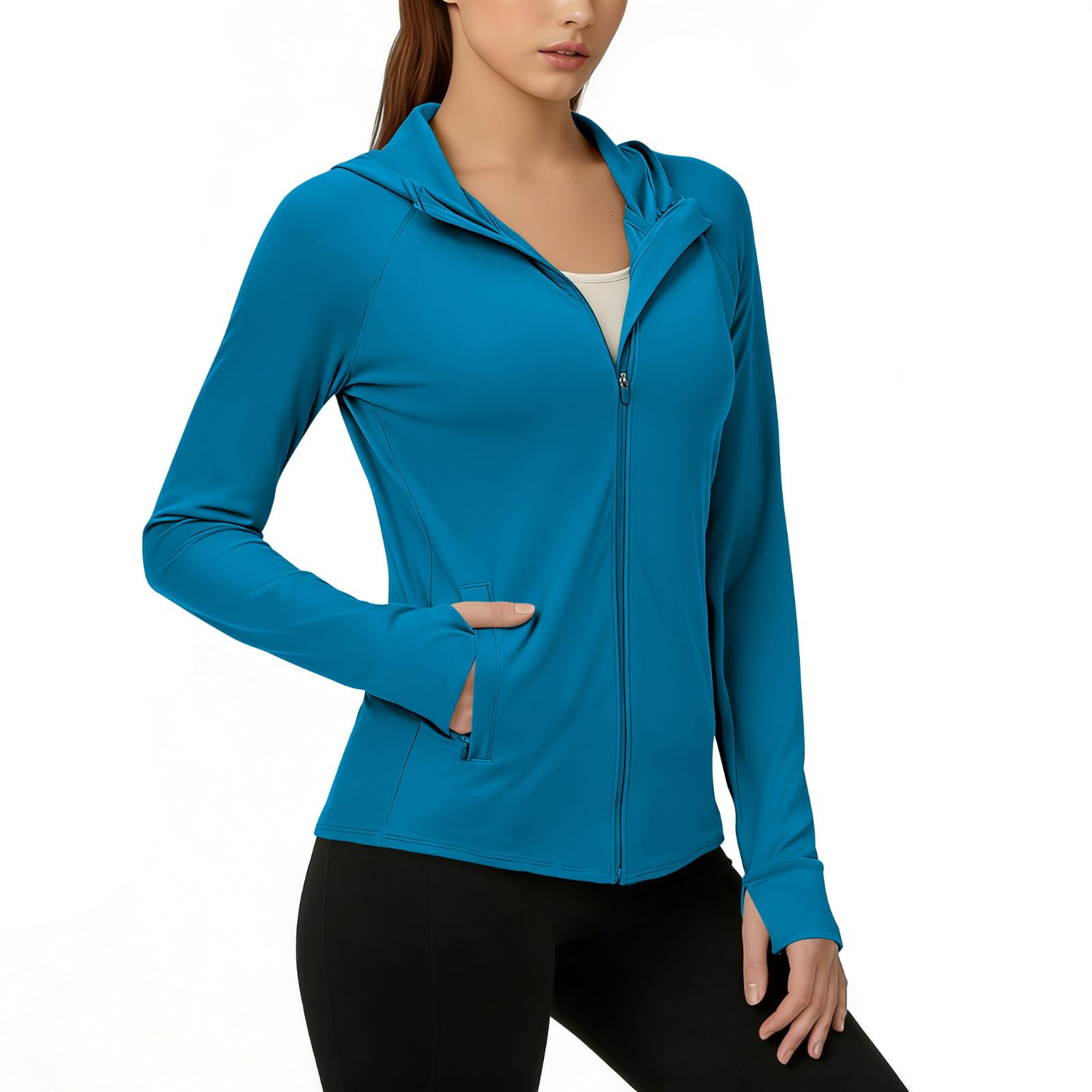 Women UPF 50+ Sun Protection Hoodie Jacket Quick Dry Lightweight Long Sleeve Sun Shirt Tops with Pocket Hiking Outdoor — view 7