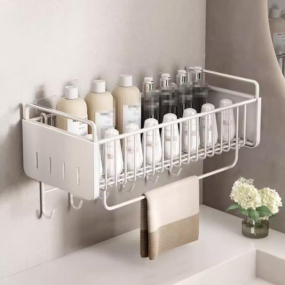 Shower Caddy Bathroom Shelf, Wall Mounted Shower Storage Organizer (Color : White, Size : 2 layers)