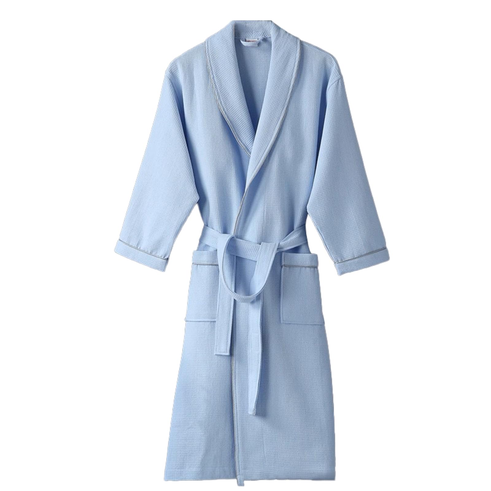 TIANQIHAO Cotton Terry Bathrobe For Women & Men Waffle Spa Robe With Unisex Terry Bathrobe,Blue-Medium