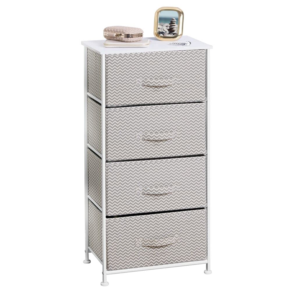 mDesign Kommode mit 4 Schubladen, Organizer für Schränke und Kommoden aus Stoff, Kommode für Schlafzimmer, Kinderzimmer, Farbe: Taupe/Natur