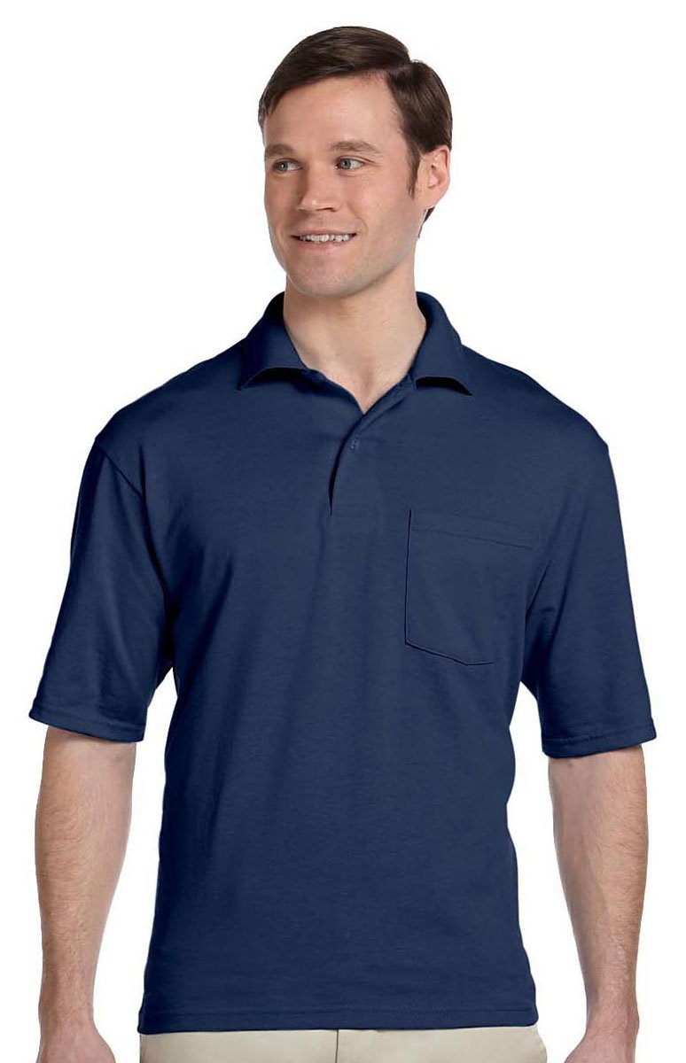 Polo Jerzees homme bleu en taille M aux finitions soignées - 5