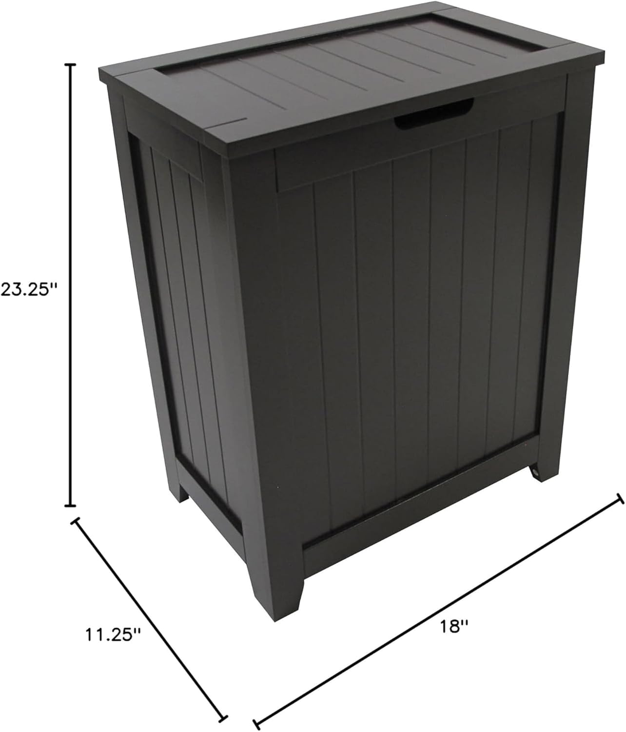 Redmon 18'' x 11.25'' x 23.25'' Contemporary Country Wainscot Style Wooden Clothes Hamper for Bedroom, Bathroom, and Laundry Room, Espresso