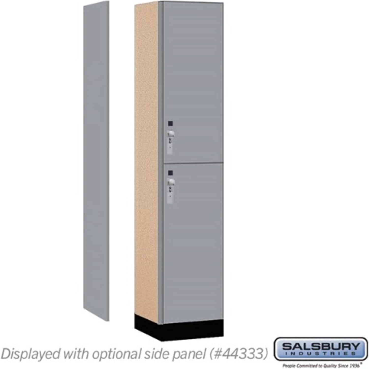 Salsbury 15" Wide Premier Wood Locker-Double Tier-1 Wide-6 Feet High-18 Deep-Winter Fog-Silver Hasps