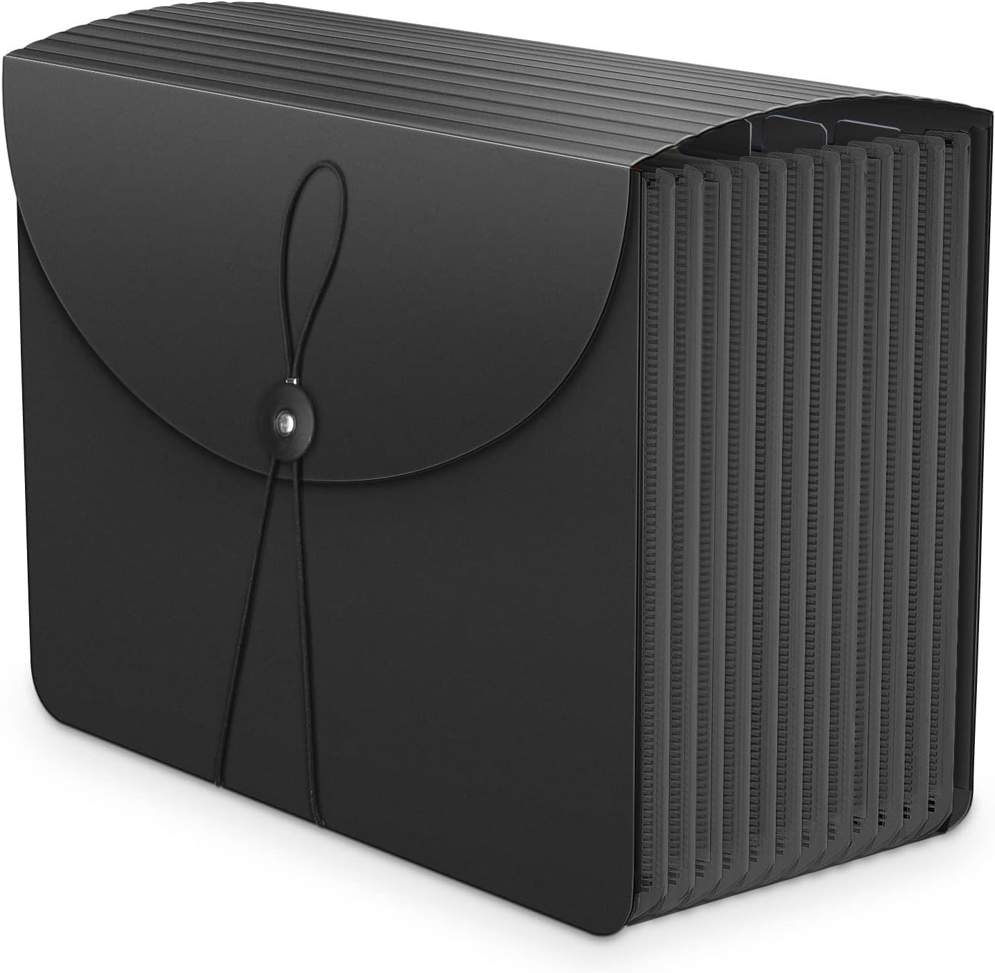 Vanulee Expanding Box File Organiser with 13 Pockets, Concertina A4 Document Folder, Black, 13-Pockets