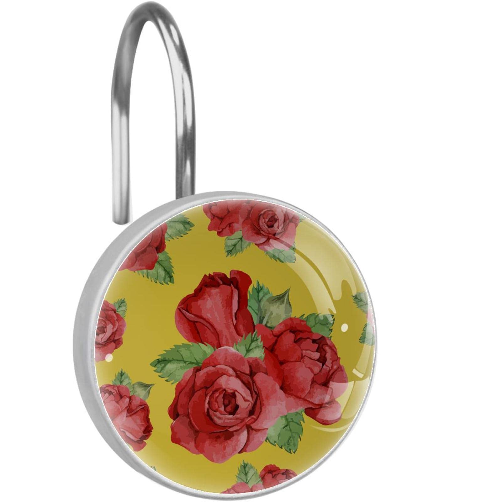 Crochets rideau de douche en acier inoxydable avec motif roses fait main de qualité