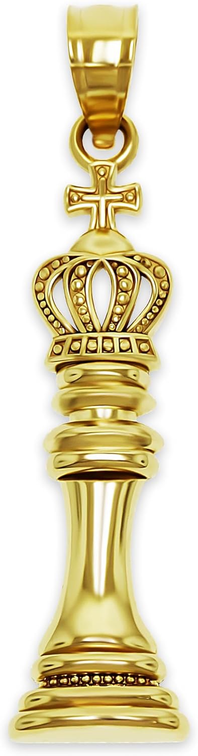Charm America Gold Chess Piece Pendant - 10 Karat Gold - Chess Jewelry - King, Queen, Knight Pendants
