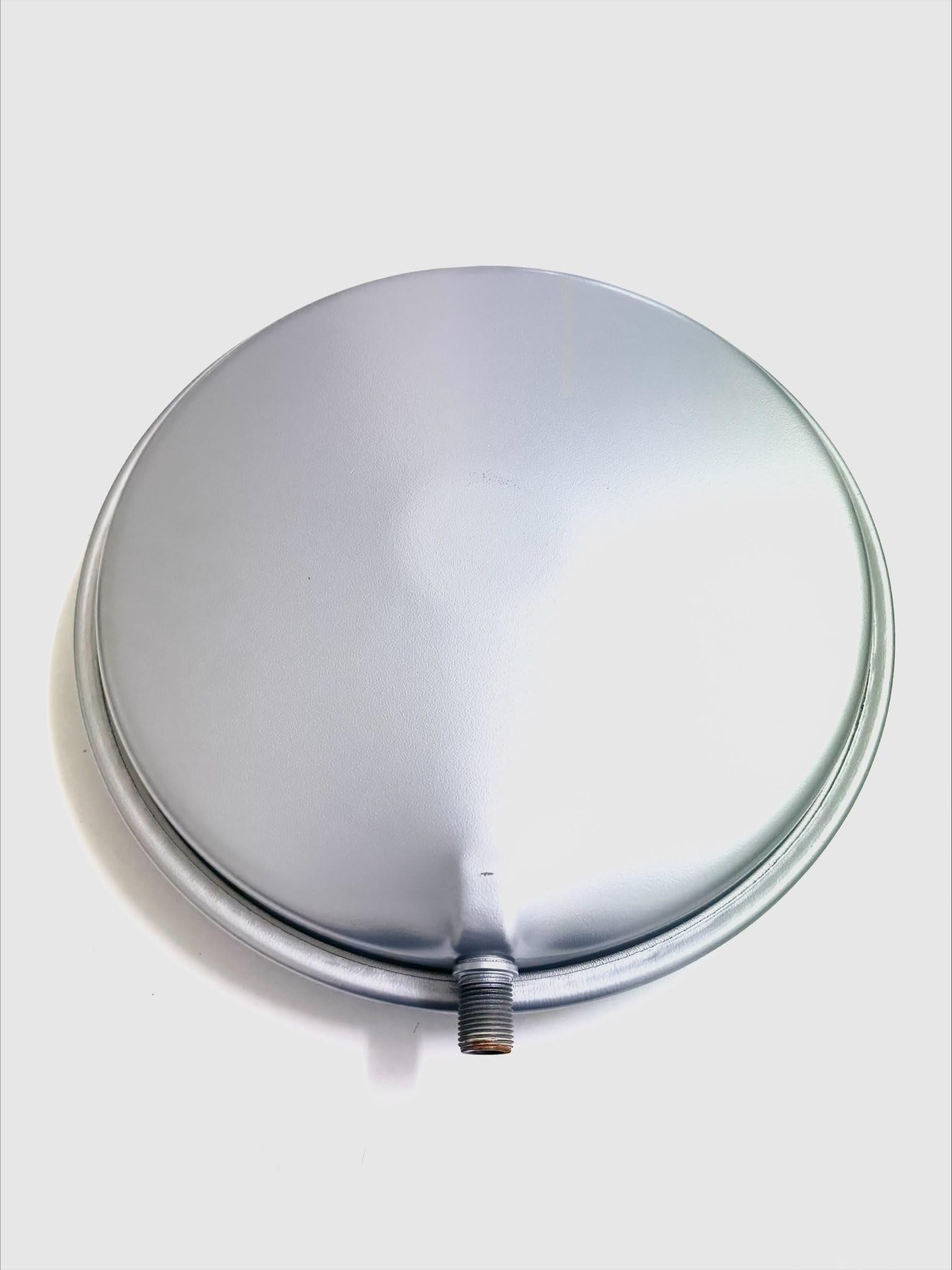 Vaso Espansione per Caldaie Murali Circolare Piatto 8 Litri Diametro 39,2 cm Attacco 1/2"x21 Valvola 180° con Staffa