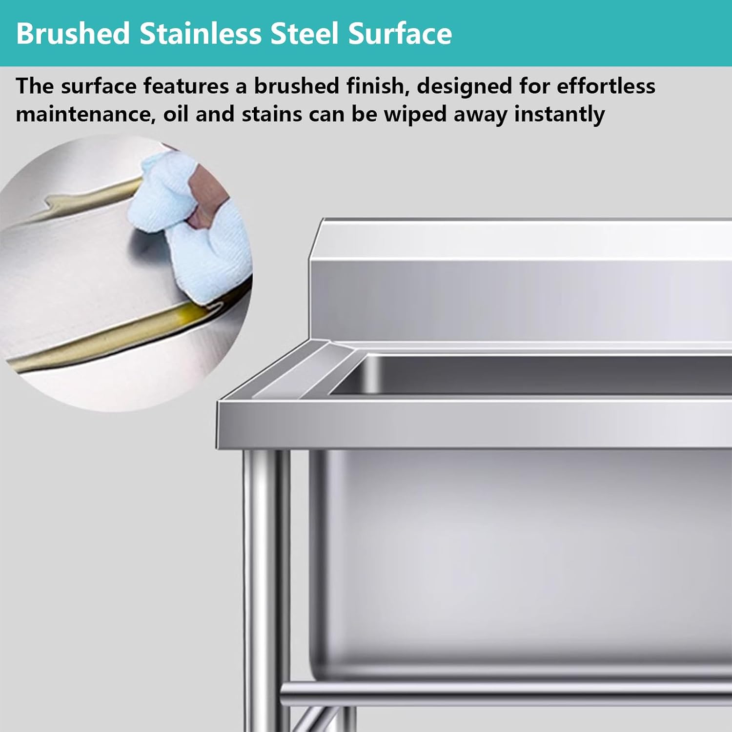 Commercial Floor Mop Sink, Stainless Steel Mop Service Basin, Indoor Outdoor Utility Mop Bucket, Floor-Standing Sink(60cm/23.6in)