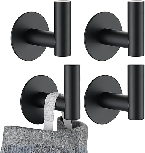 Vista 15 de JQK ATH110-CH-P2 - Gancho de pared autoadhesivo para toallas, cromado, sin taladro, para baño, cocina, garaje, paquete de 2, acero inoxidable 304