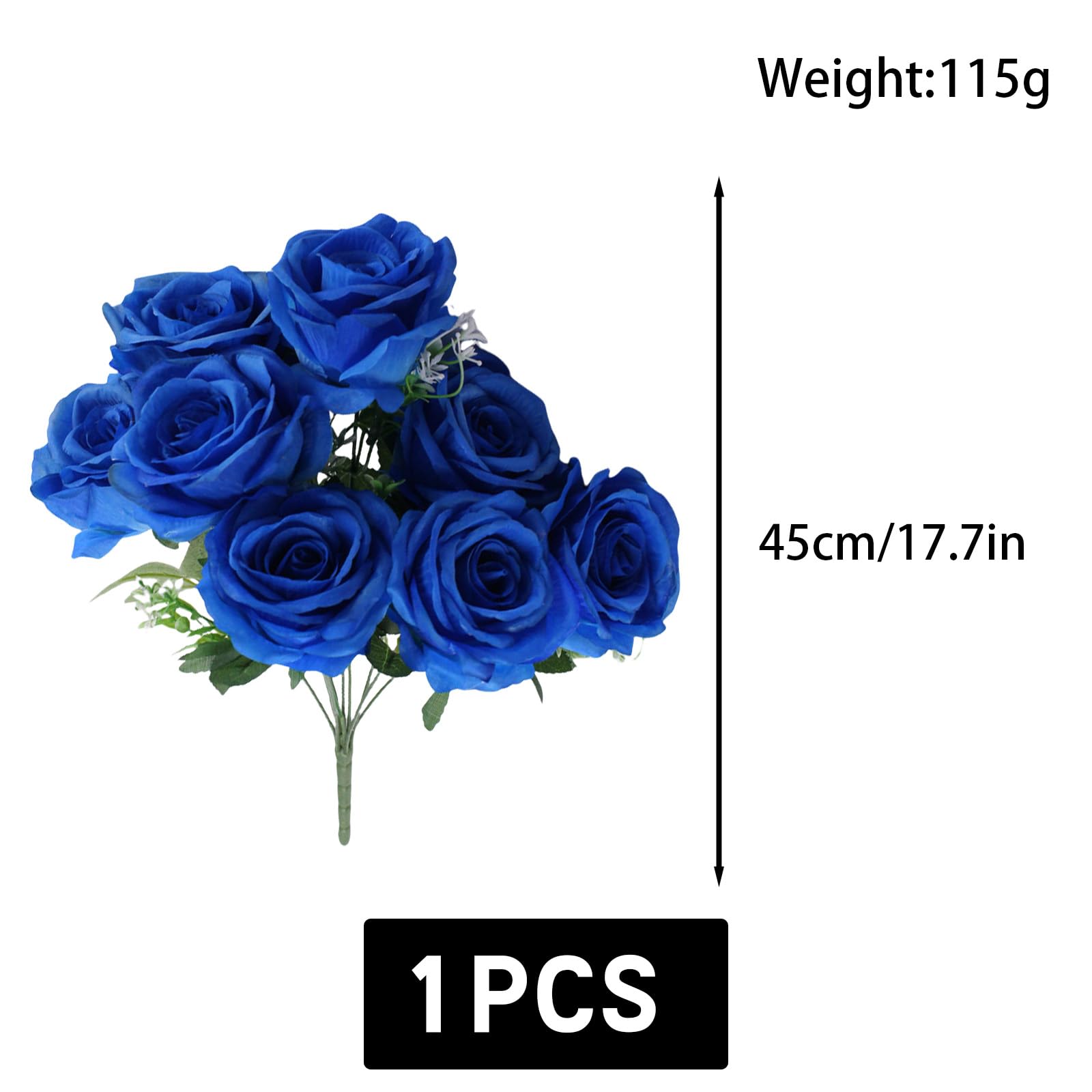 astylishome Artificial Flowers 10 Pcs Roses Fake Flower Realistic Bridal Bouquets with Long Plastic Stems for Arrangement Wedding Table Centerpiece Party Home Decor Blue 1201 - Image 3
