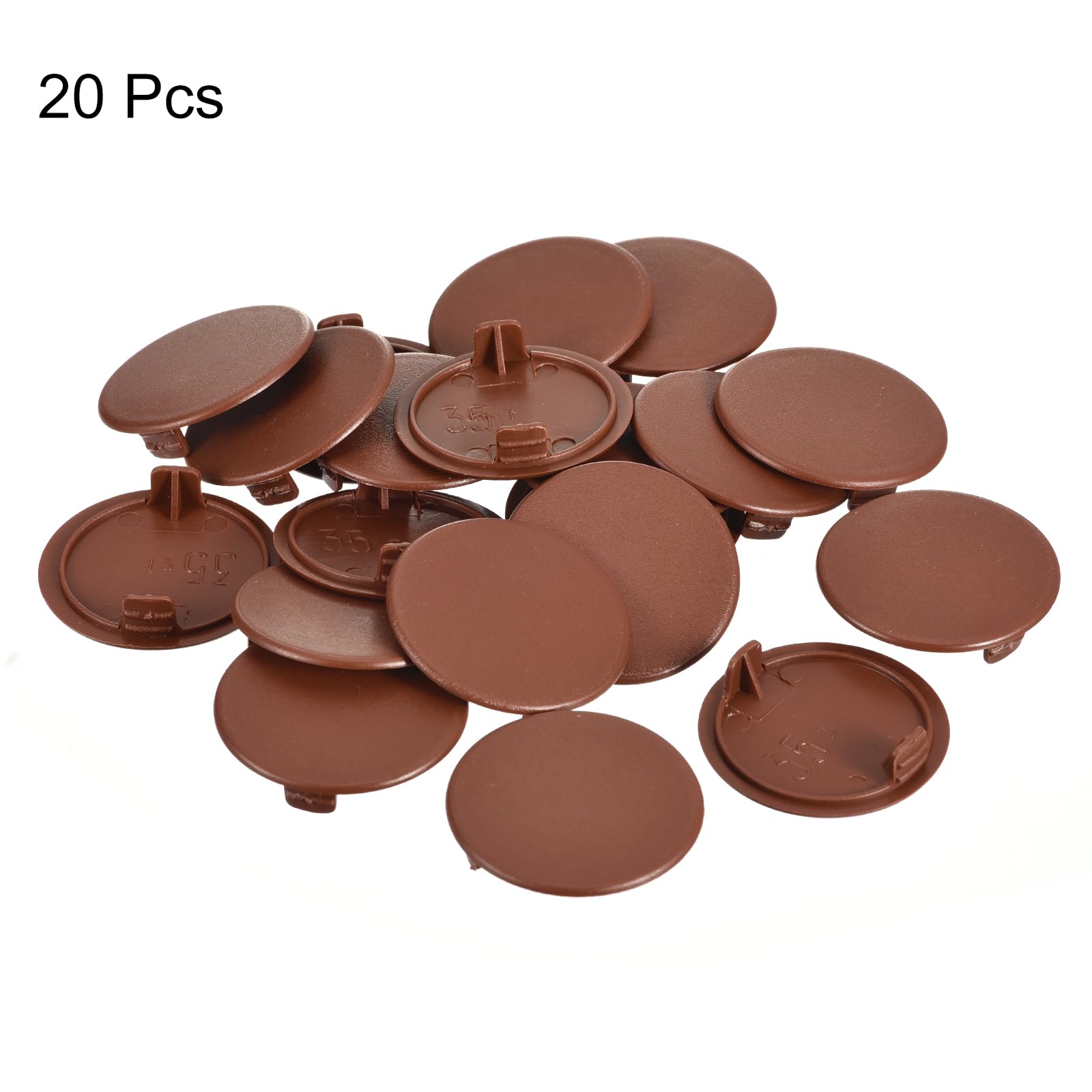 QUARKZMAN 20pz Coperture per Fori Cerniere, 35mm(1 3/8") Dia Tappo Copertura Rotondi a Incasso in Plastica con Foro Nascosto per Mobili Armadietti Credenze, Marrone Rosso