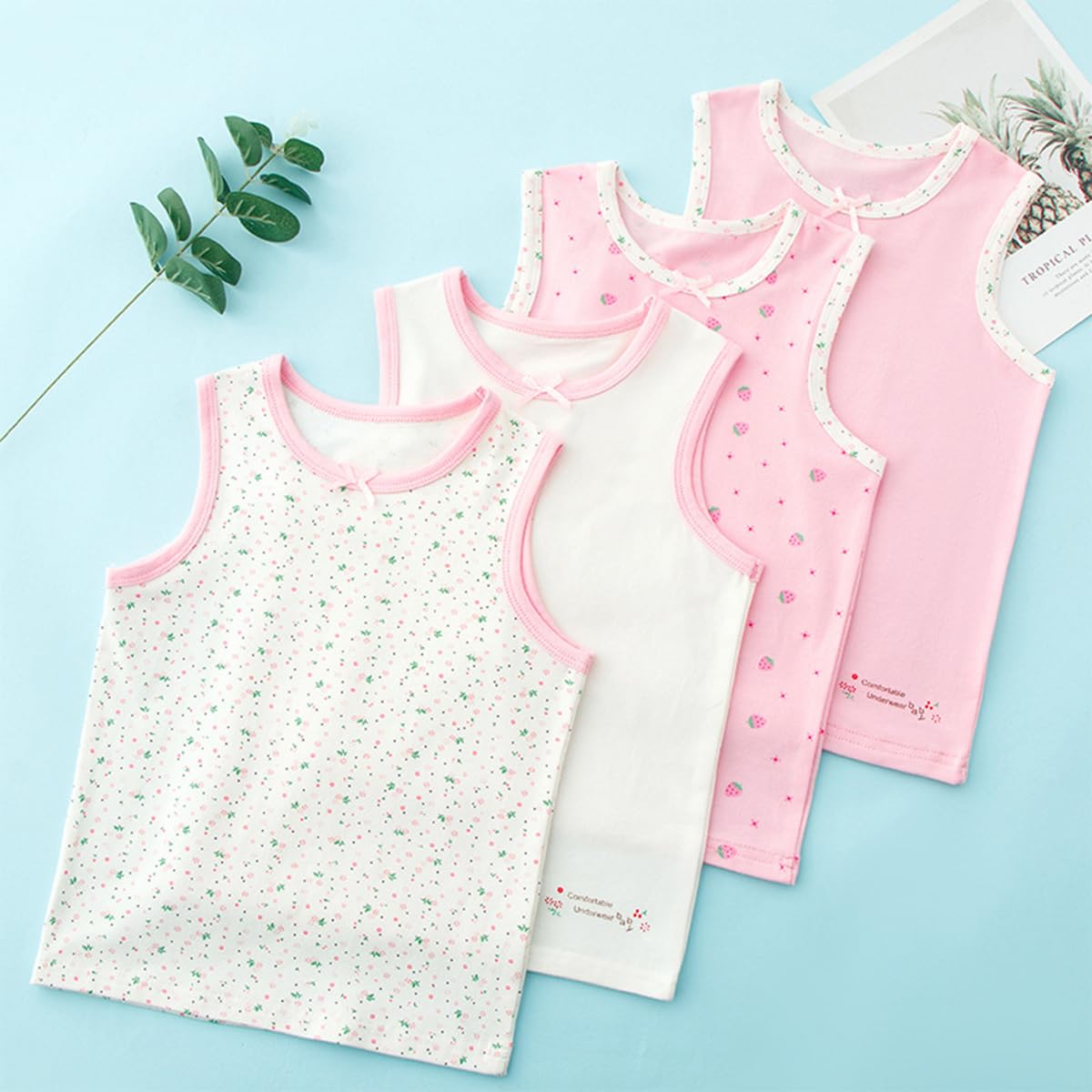 Maillot de Corps Fille en Coton débardeurs sans Manches Enfant sous-vêtements 2-11 Ans