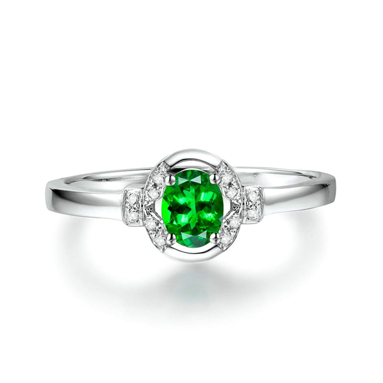 Daesar Anelli Matrimonio Oro Bianco 18K, Anello Anniversario Donna Anello Tsavorite 0.29ct Elegante Anello in Oro Bianco