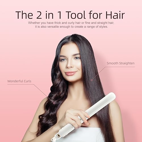 Miniatura 6 de DORISILK Plancha plana de cerámica de 450 grados, alisadora y rizadora 2 en 1, plancha alisadora de calor rápido 30 segundos para cabello, plancha