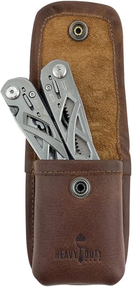 Multitool Sheath, Belt Holster Tool Pouch, Carry Tools on Your Hip for Easy Job Access, Tactical Accessories, Utility Case, Full Grain Leather, Handmade, Bourbon Brown - Image 4