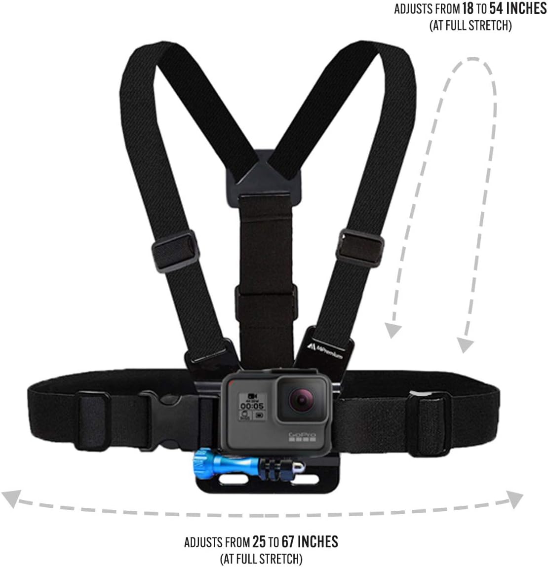 MiPremium Chest Harness Chesty Mount & Head Strap for GoPro Hero 13 12 11 10 9 8 Max Go Pro Hero 7 6 5 3 4 Session Black Silver Fusion DJI Osmo AKASO Accessories Kit for Action Cameras image 5