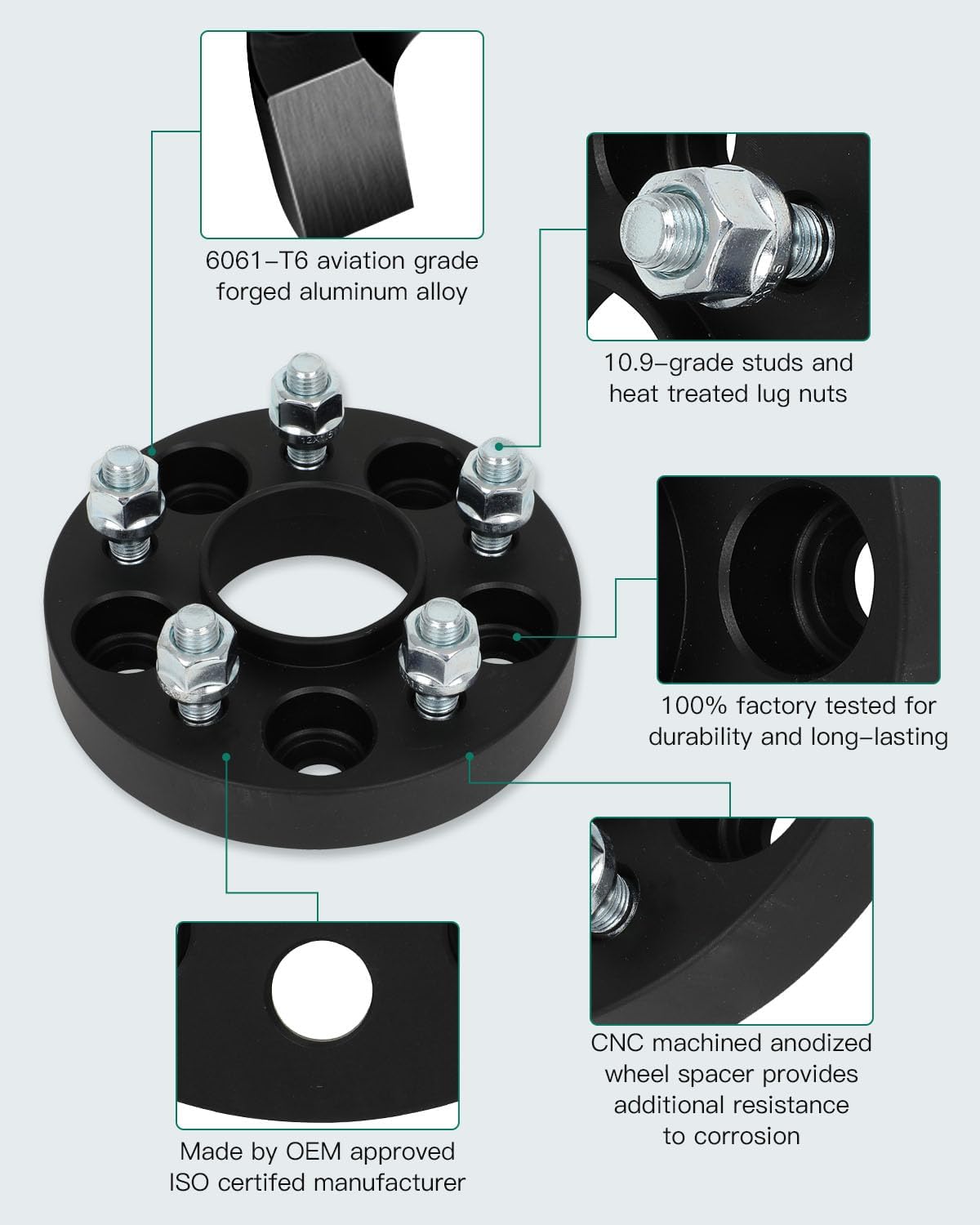 AINTIER 1" 5x108 Wheel Spacers Hub Centric 5 Lug 12x1.5 63.4mm Compatible with for Cougar 1989-1997| for Continental 1988-2002(Set of 4)