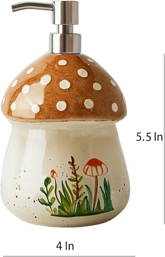 Miniatura 2 de Colias Wing Dispensador de jabón de hongos retro con bomba de plástico, botella de jabón de loción recargable, botella de loción, dispensador de