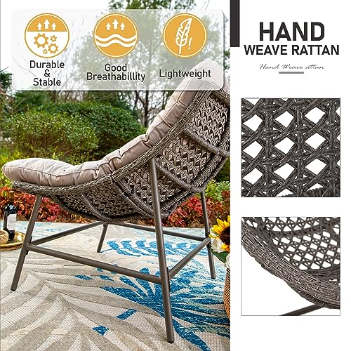 Sophia & William Outdoor Papasan Chairs With Cushion And Frame, Patio Rattan Club Scoop Chairs With 3.9 Inch Cushions thumb #3