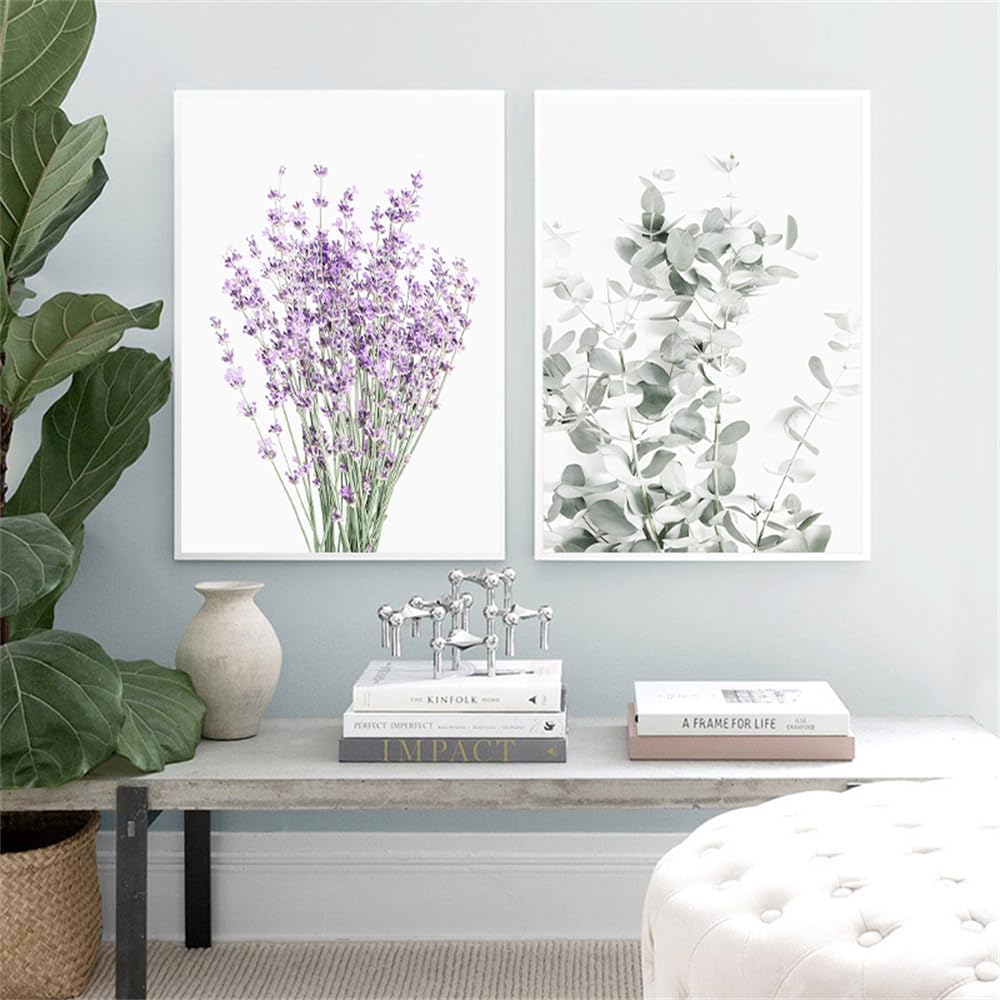 WUHBCZ Canvas Paints,Abstract Lavender Bunch Botanical Wall Art Canvas Painting Nordic Posters and Prints Wall Pictures for Living Room Bedroom Home Decor-50 * 70cm*2PCS (No Frame)