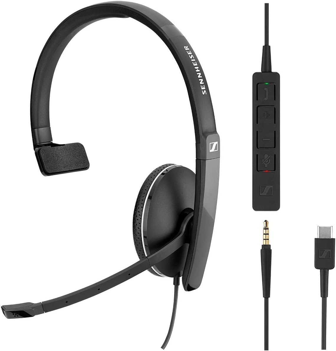 SC 135 USB-C (508355) - A monaural headset for professionals | with HD stereo sound, noise-canceling microphone and USB-C connector (black)