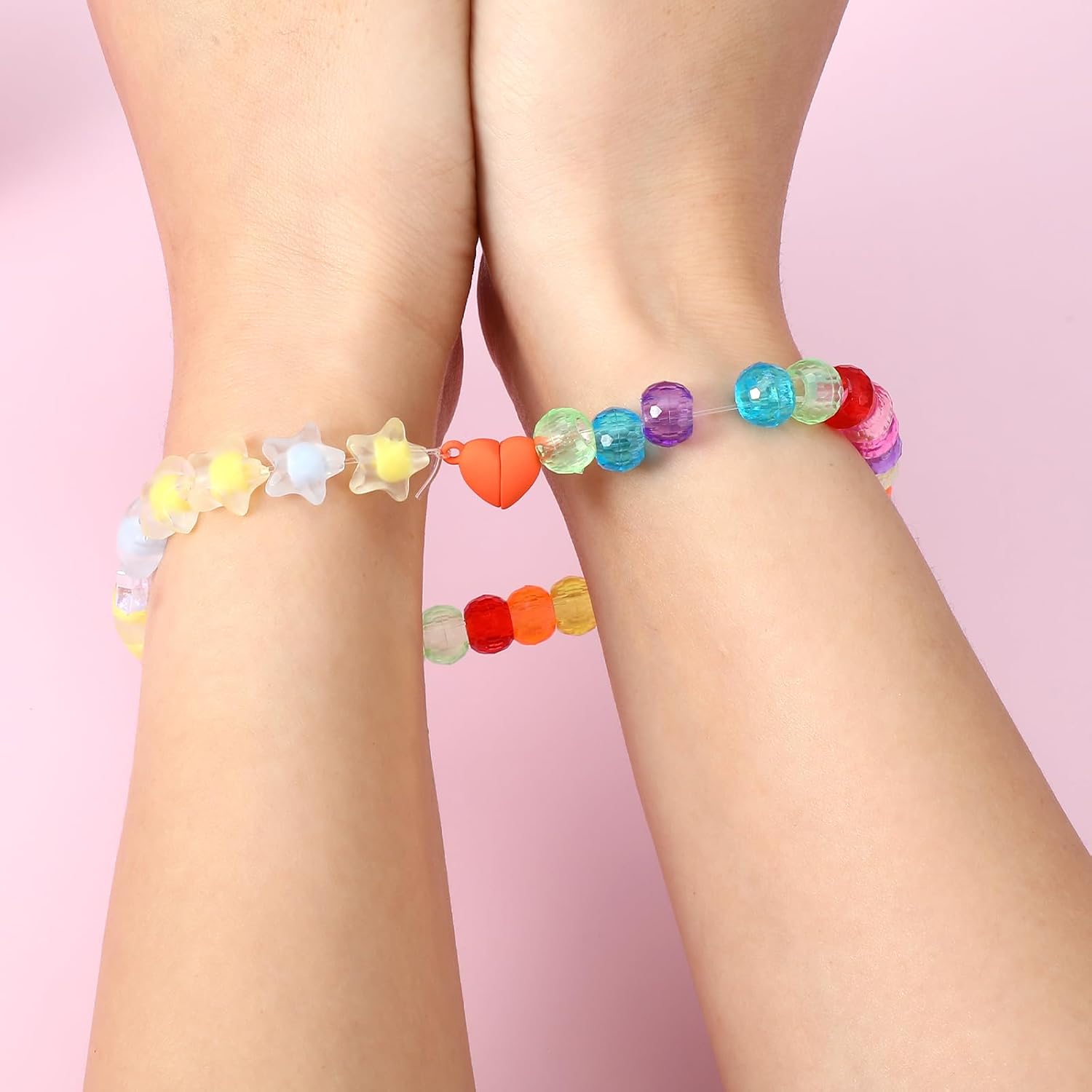 Gjinxi 14Pairs Cute Heart Buckle Strong Adhesive Force Clasps and Closures Clasp for Necklaces, Necklace Clasps for Jewelry Making Couples Friendship Bracelets Necklaces Jump Rings Keychain DIY Crafts
