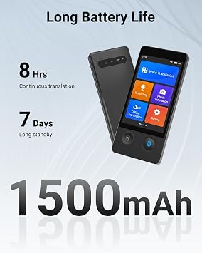XUPURTLK Language Translator Device W12, Voice Translator Device Two Way, 144 Languages Real-Time Translator Device, Offline & Recording & Photo Translation for Travel, Business, Learning (Black)