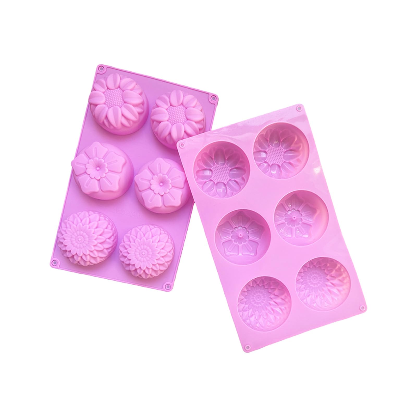 LUCKGONI 6 Cavity Silicone Flower Baking Nonstick Easy Releases For Cakes Cupcakes Dessert Soap Making